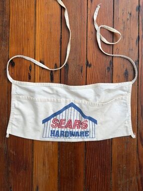 Vintage 80s Sears Hardware cloth work apron 2-pocket